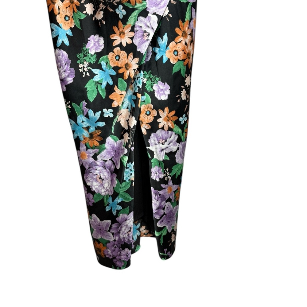 Lulus Cute Pursuit black floral satin cowl neck‎ tulip midi dress size small - Picture 3 of 9